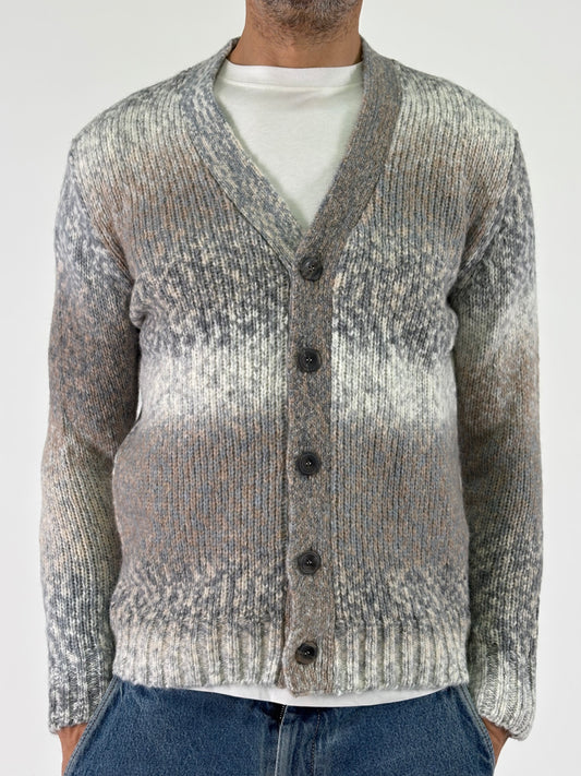 Retois Cardigan V misto lana GRIGIO/PANNA/BEIGE