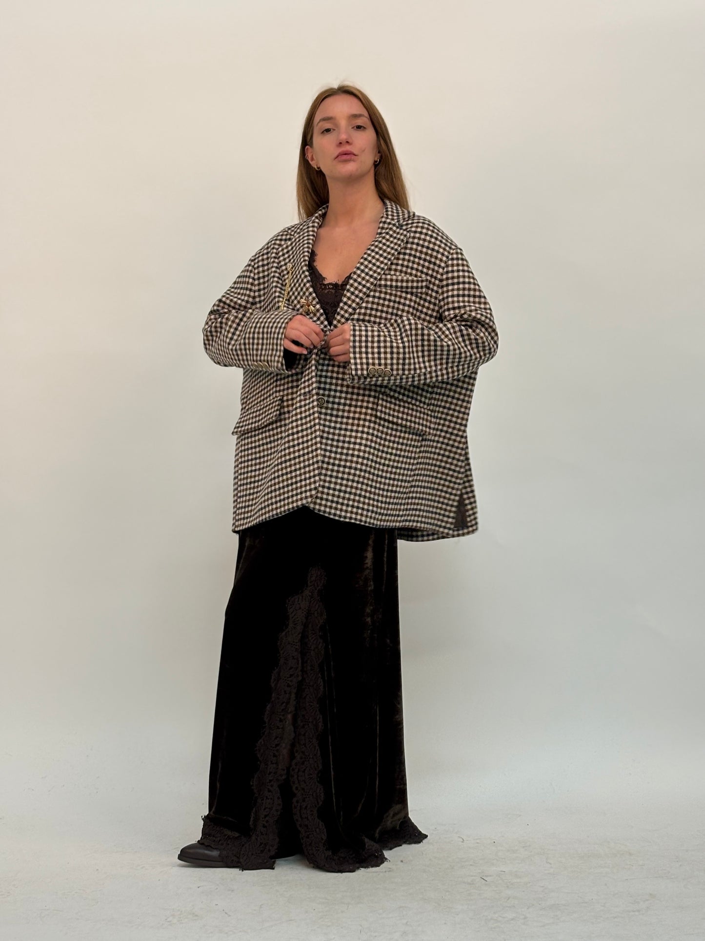 Tensione In Giacca corta over a scacchi PANNA/BLU/MORO