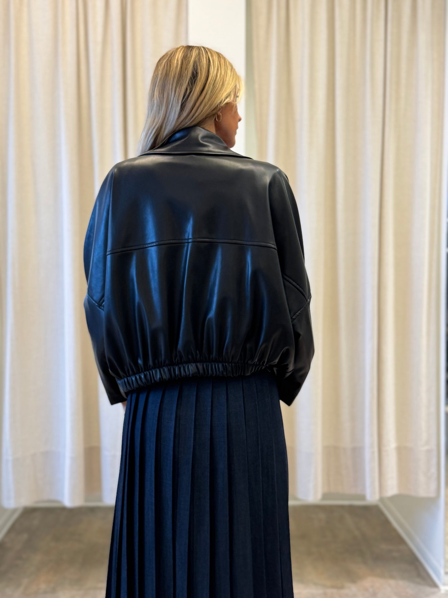 Haveone Giubbino ecopelle cropped NERO