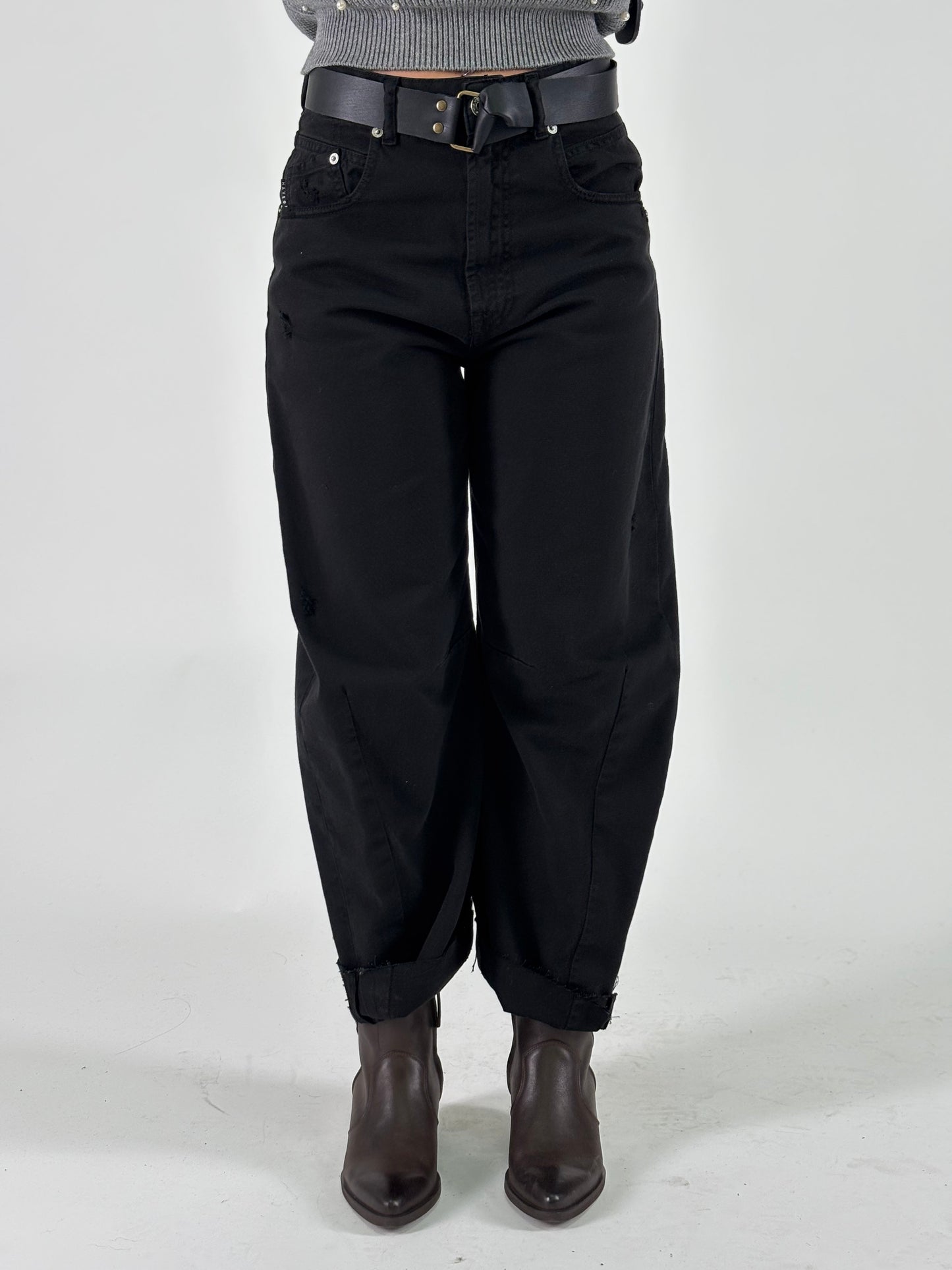 Haveone Jeans barbara modello ballon NERO