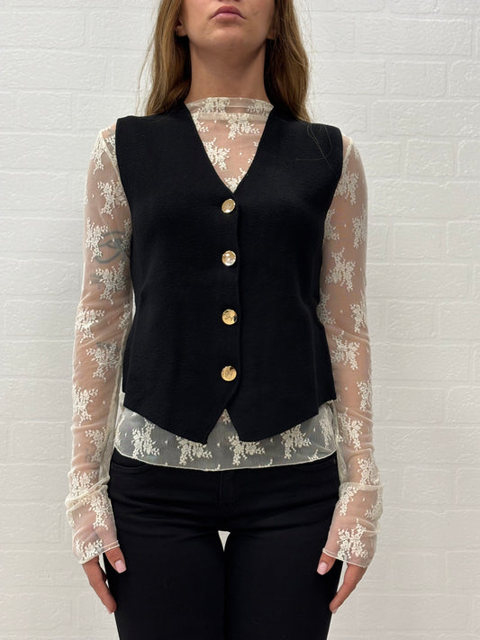 Griffai Gilet in maglia con bottoni oro NERO