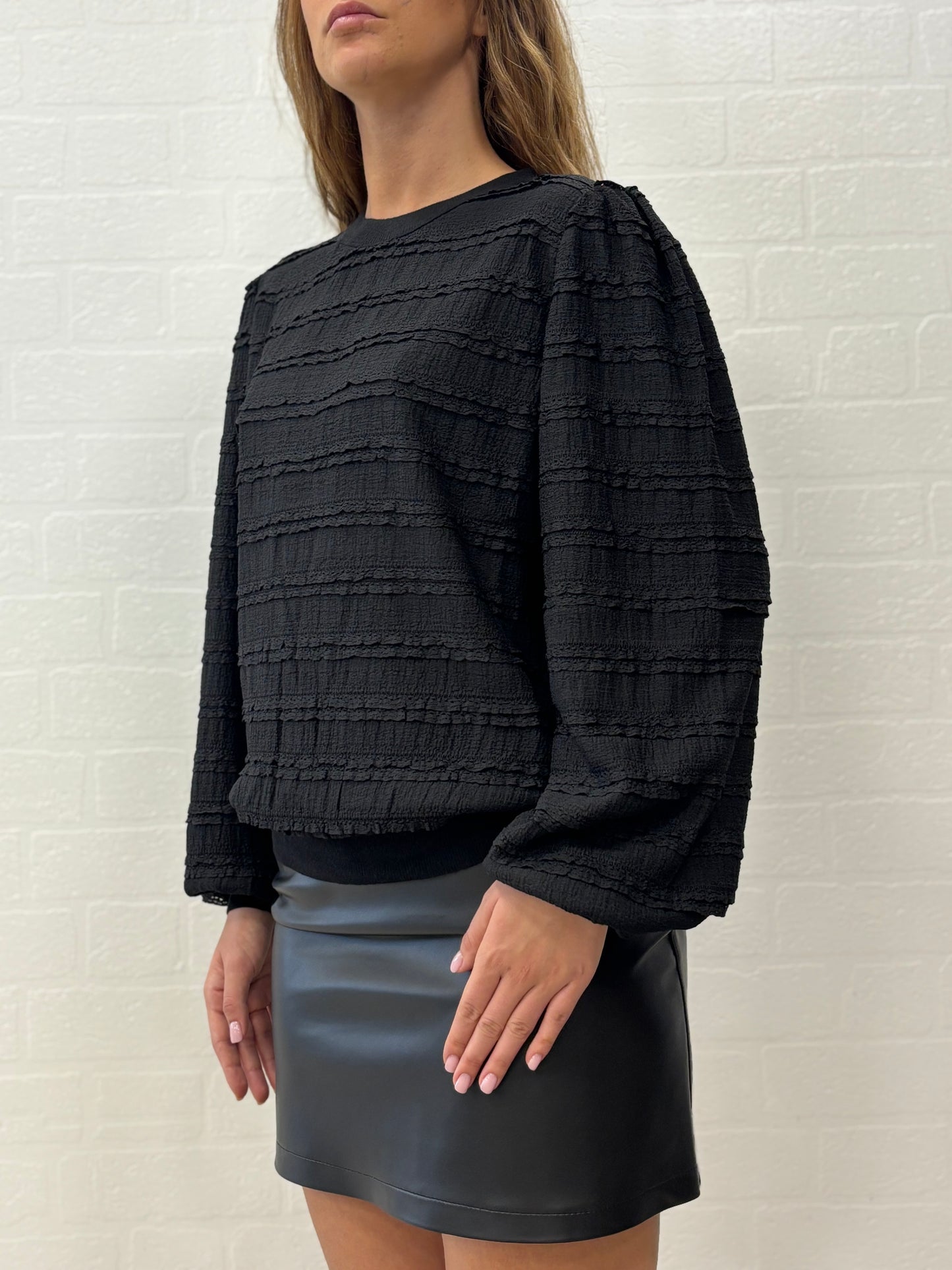 Molly Bracken Maglia ml lavorata davanti  NERO