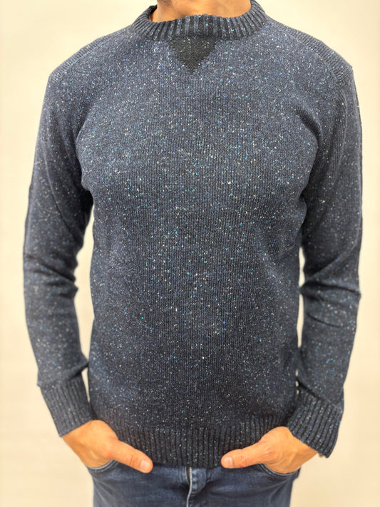 Loft88 maglia girocollo tweed mistolana BLU