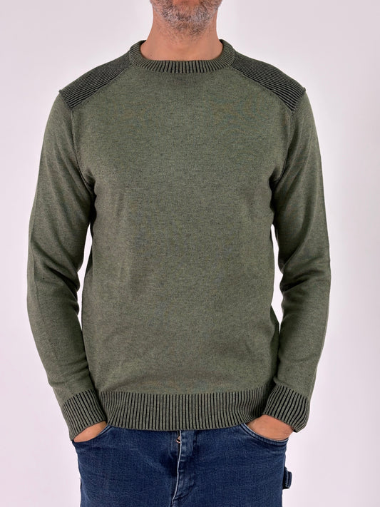 Loft88 Maglia girocollo ml costine sulla spalla VERDE