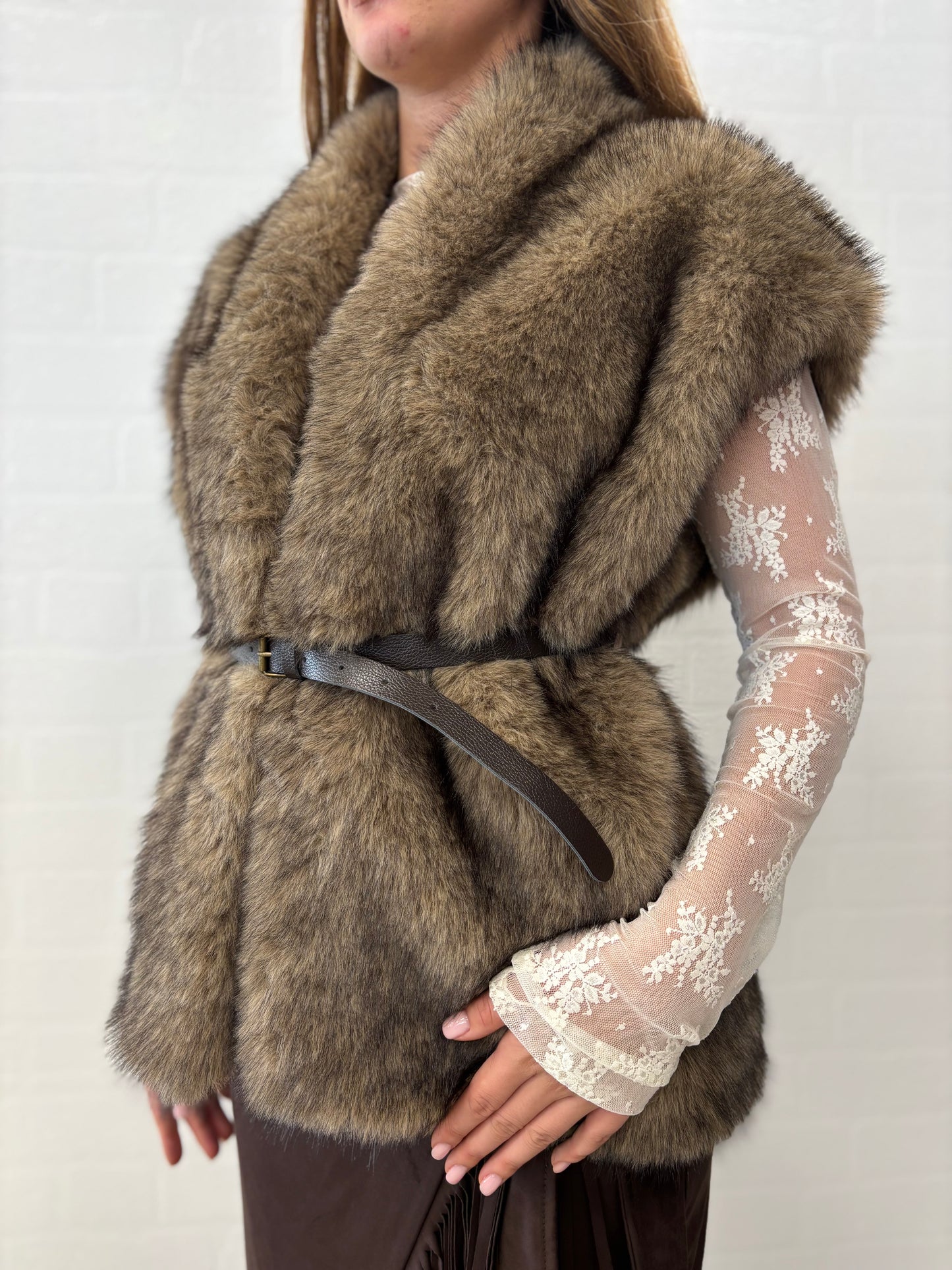 Susy Mix Gilet in pelliccia sintetica FANGO