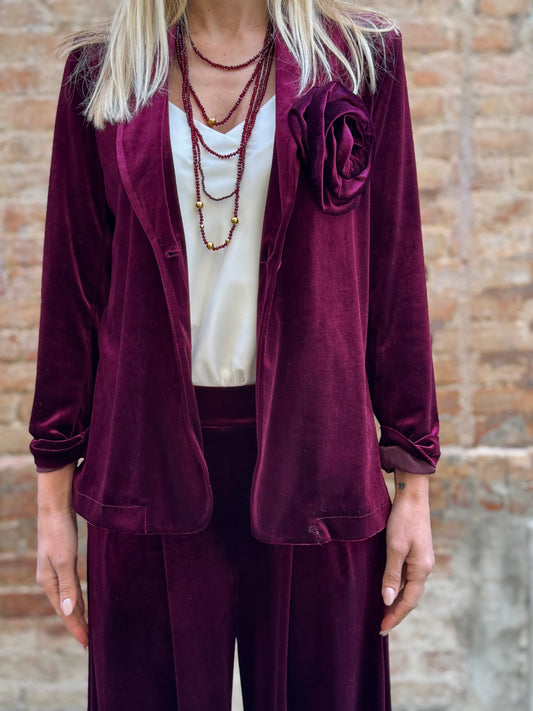 Tensione In giacca velluto liscio BORDEAUX