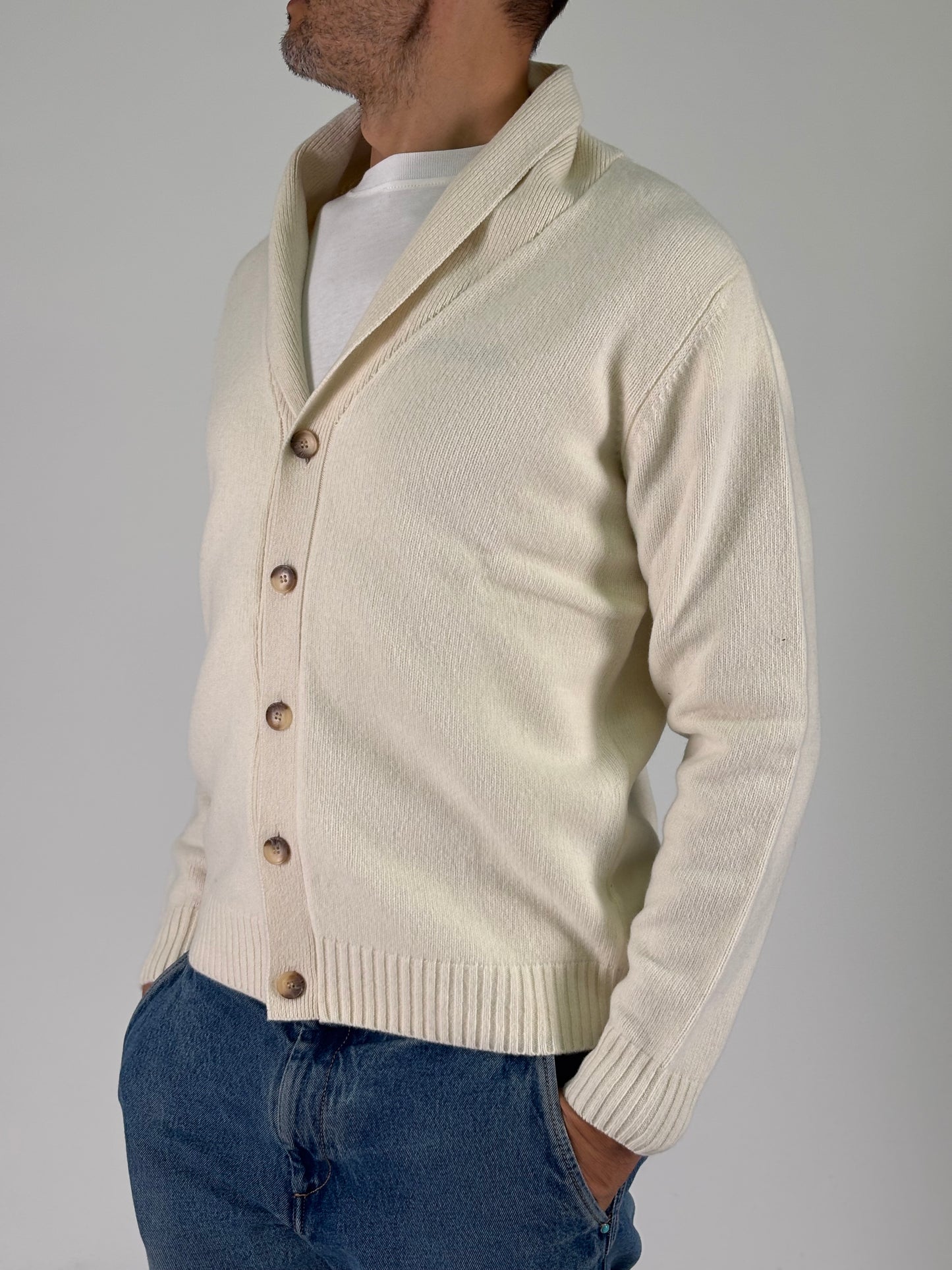 Sporting Mare Giacca maglia in lana PANNA