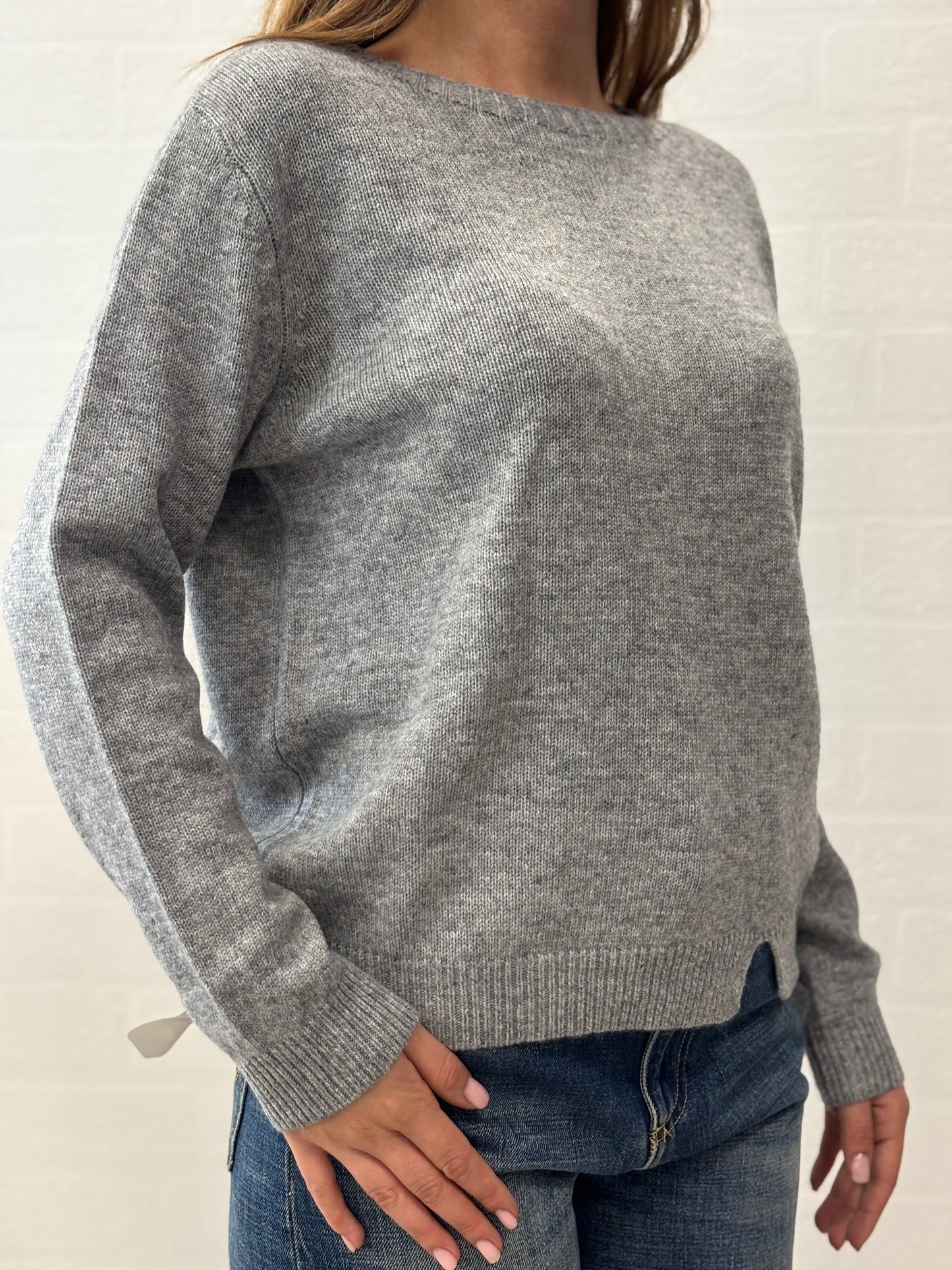 Griffai Maglia ml girocollo lana/cashmere con spacchetto GRIGIO