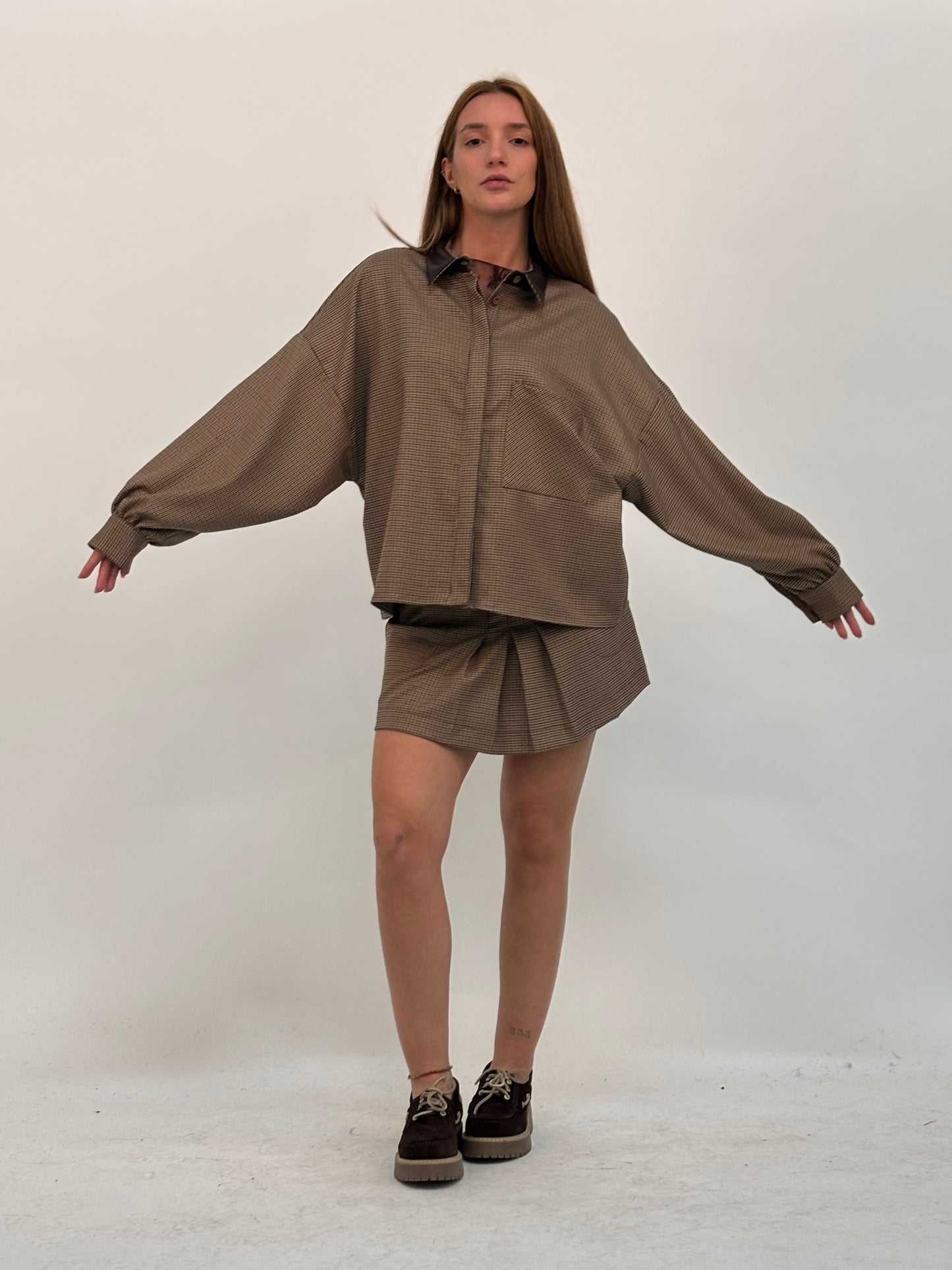 DIXIE camicia giubbino scacchi TABACCO