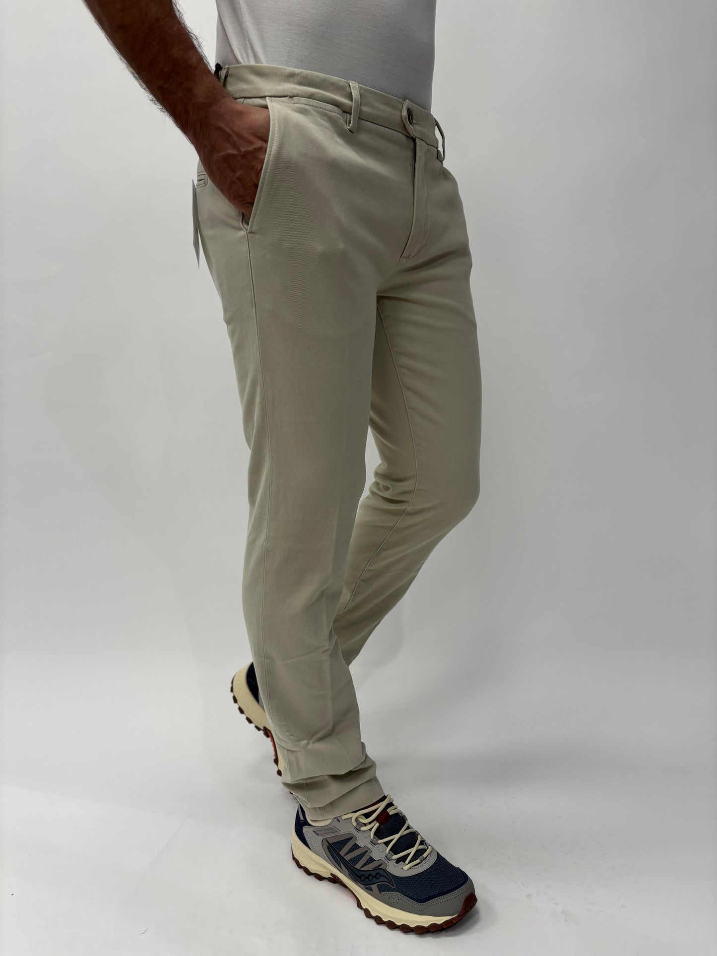 Teleria Zed Pantalone chino cotone tessuto diagonale BEIGE