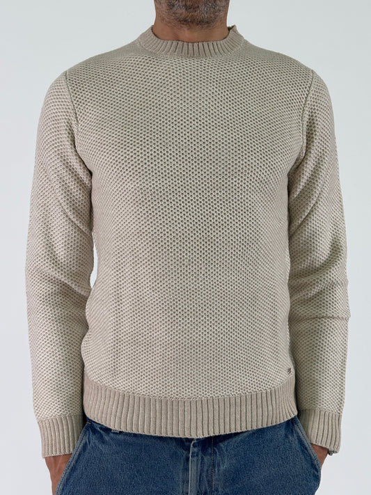 Markup Maglia ml girocollo trama pannocchia melange BEIGE