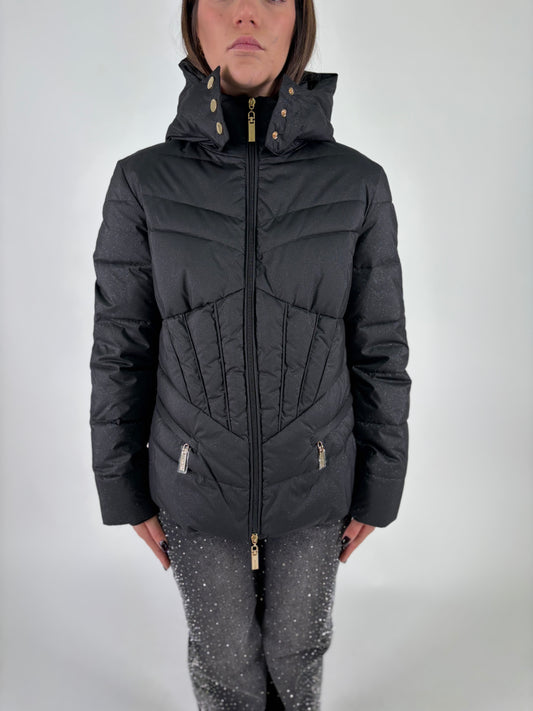 Relish Piumino glitterato con cappuccio NERO