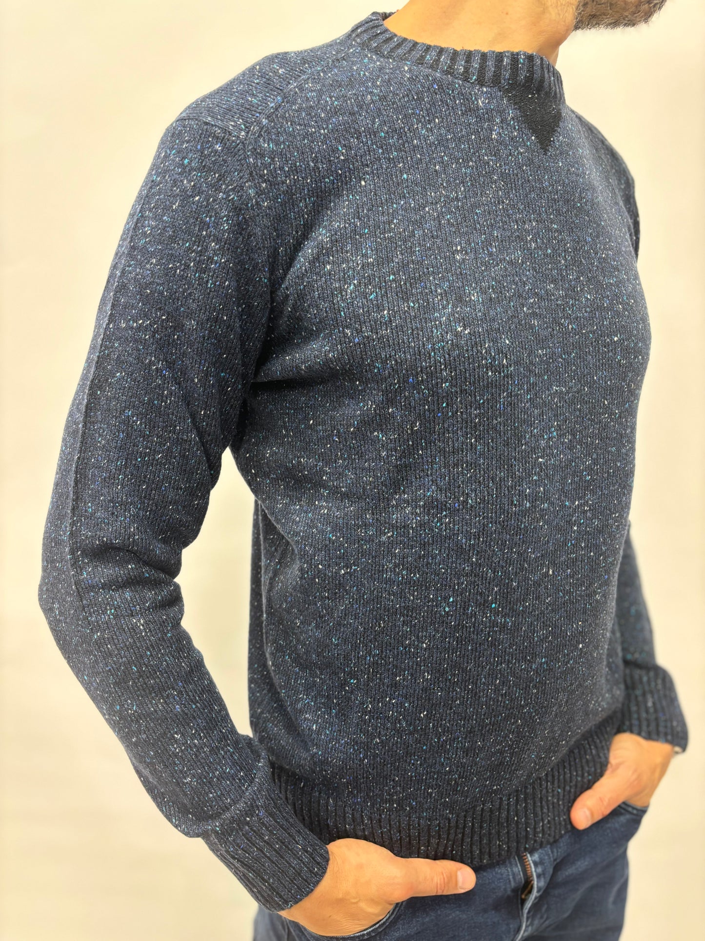 Loft88 maglia girocollo tweed mistolana BLU