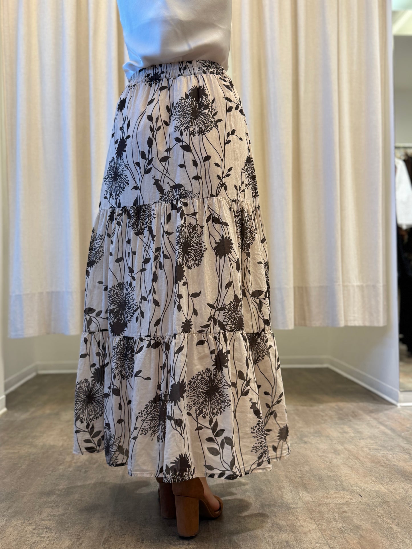 Susy mix gonna mussola cotone fantasia BEIGE-MARRONE