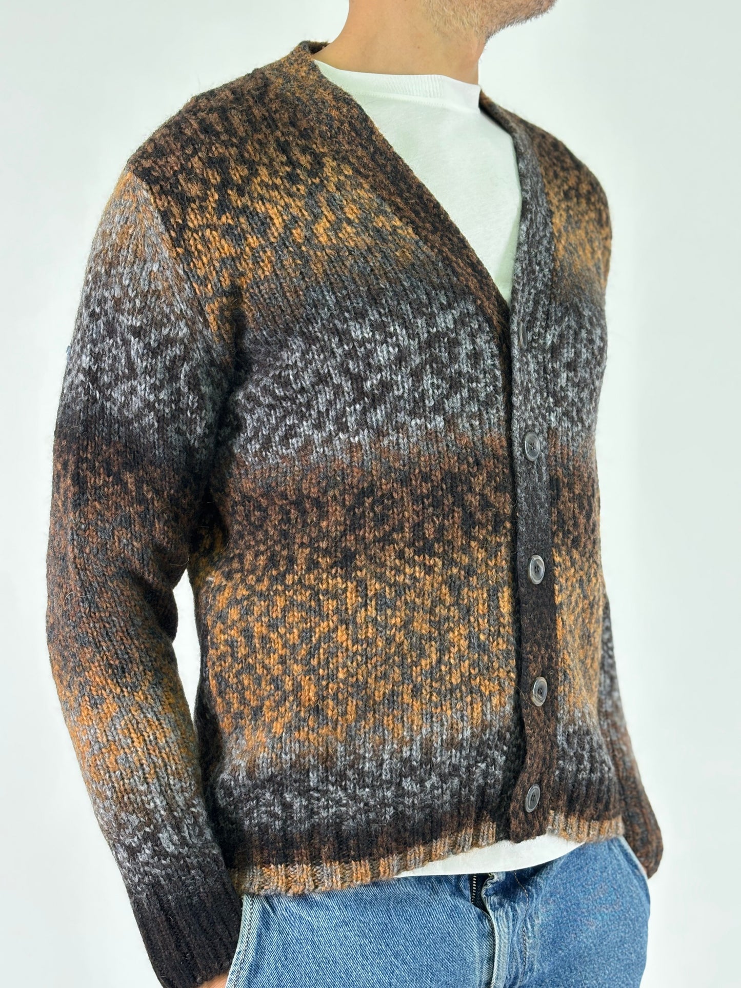 Retois Cardigan V misto lana GRIGIO/COCCIO/MORO