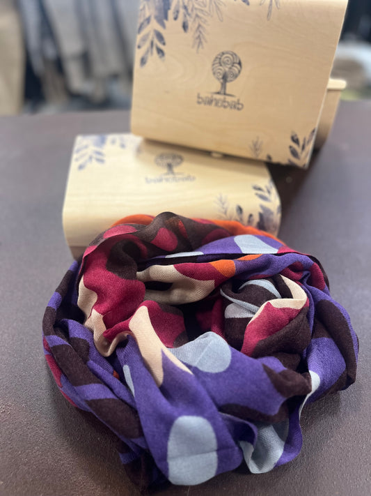 Bahobab Sciarpa 100% lana fantasia cerchi MULTICOLOR