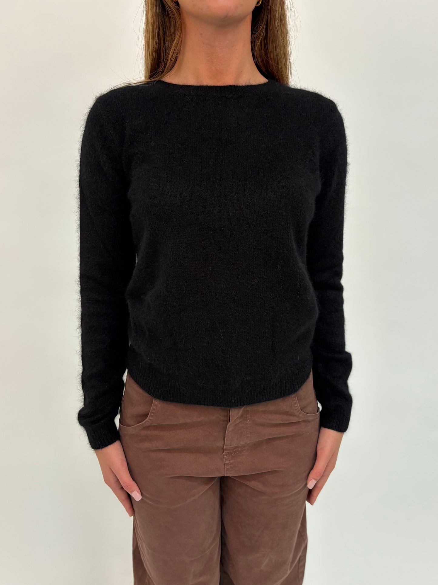 Kocca Maglia girocollo in angora NERO