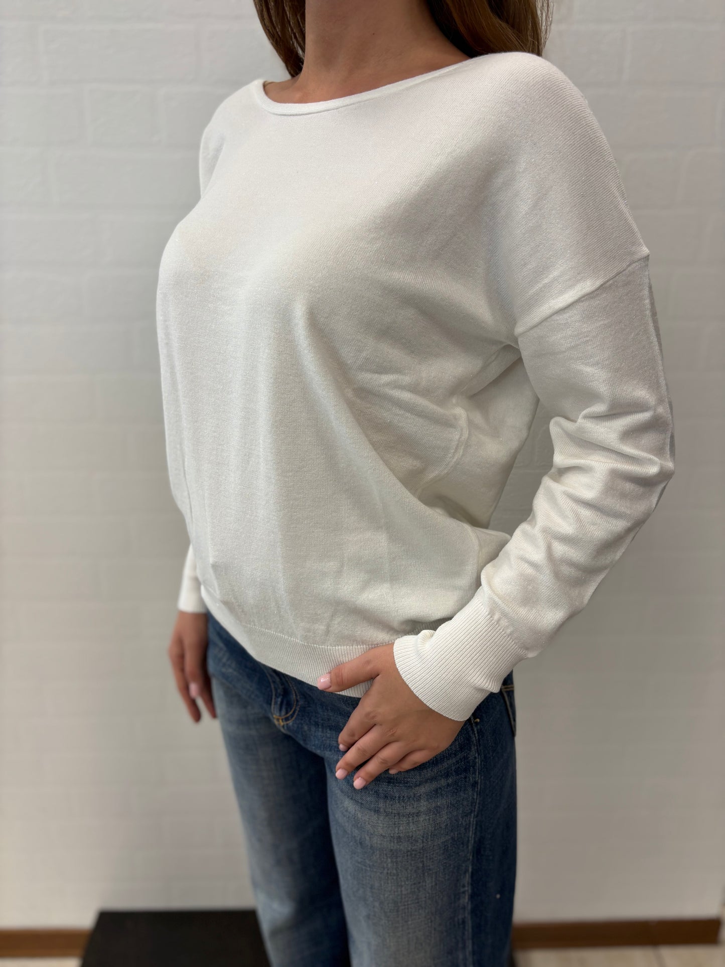 Molly Bracken Maglia ml collo V dietro PANNA