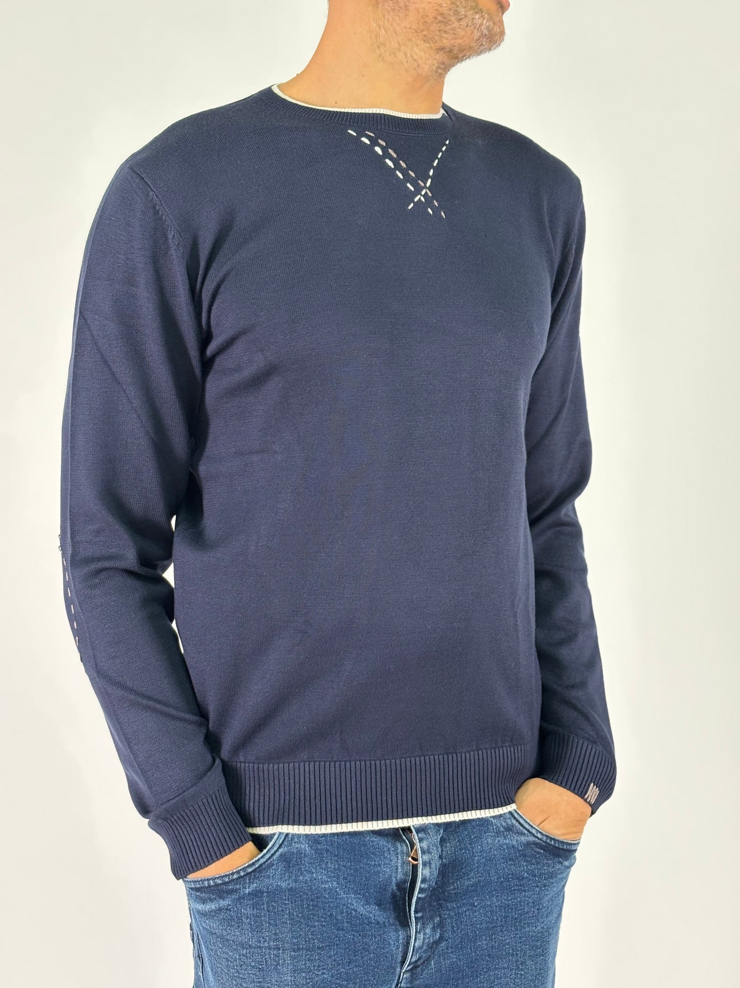 Seinse Maglia girocollo con finta t-shirt bianca BLU