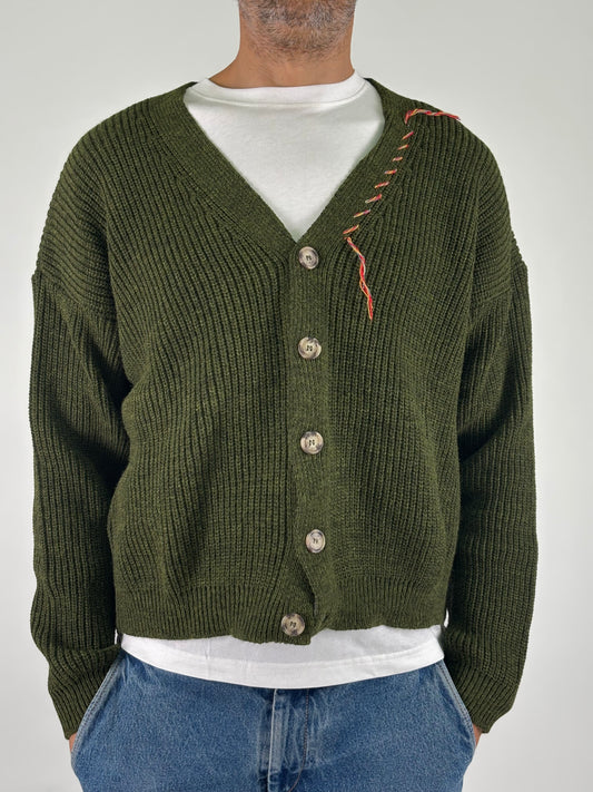 Berna Cardigan over ricamo nella schiena MILITARE
