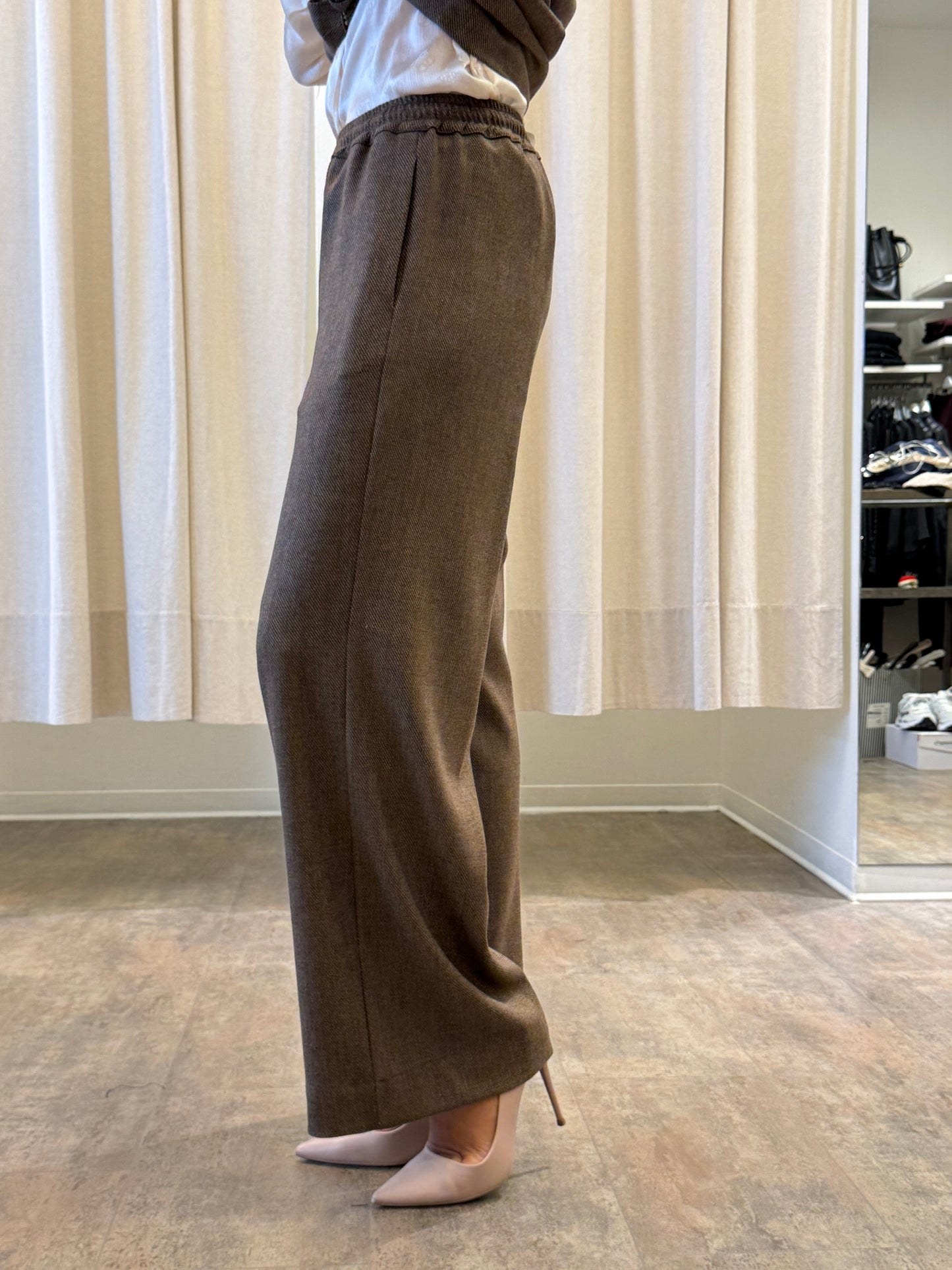 Kocca Pantalone palazzo con elastico MARRONE