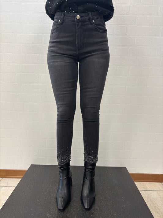 Take Two Jeans con punti luce alla caviglia NERO