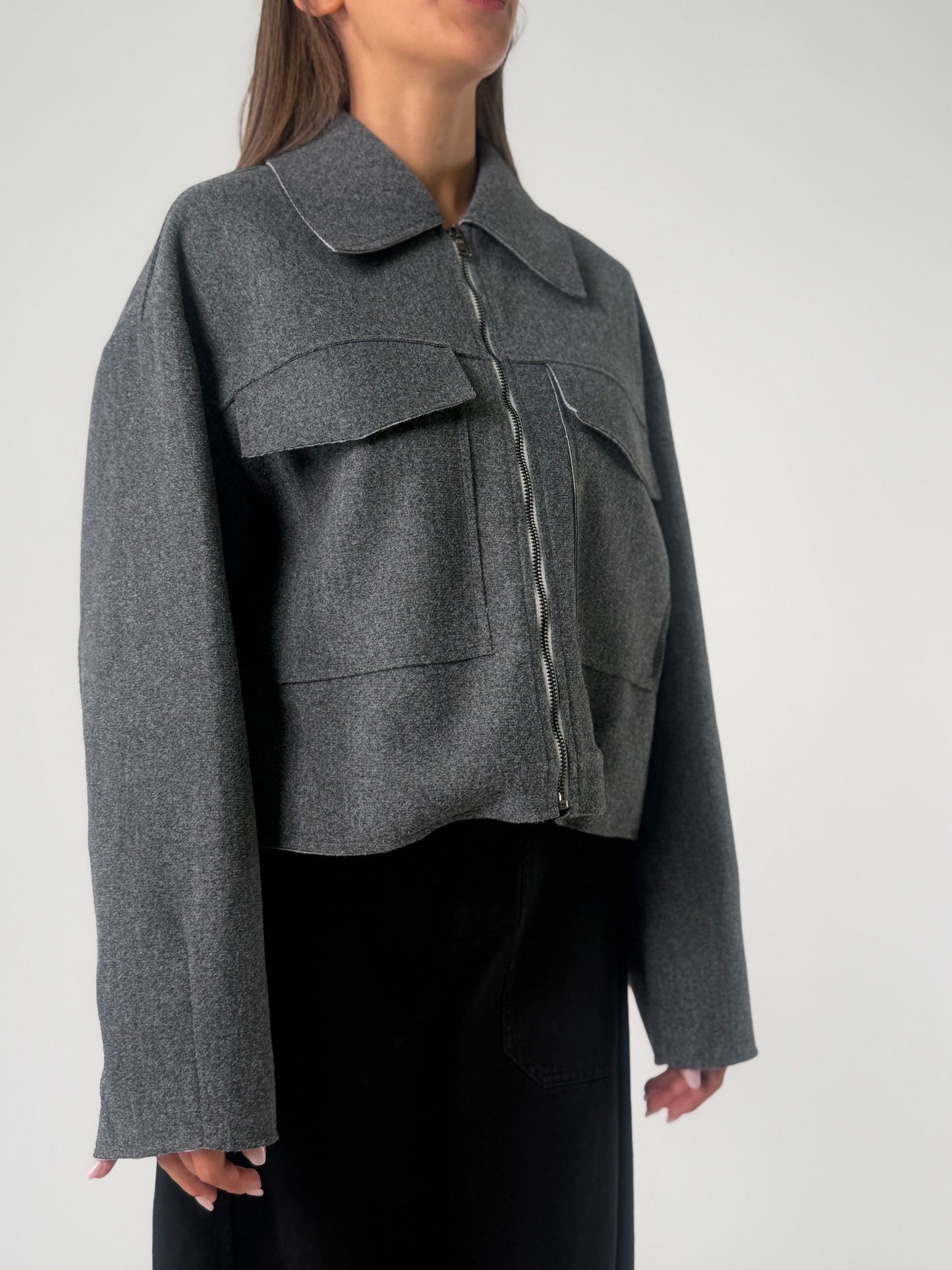 Giubbino cropped con tasconi