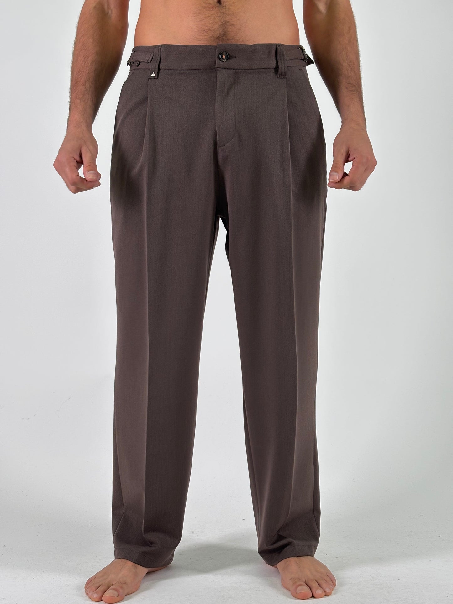 Berna Pantalone japan con cinturini regolabili MARRONE