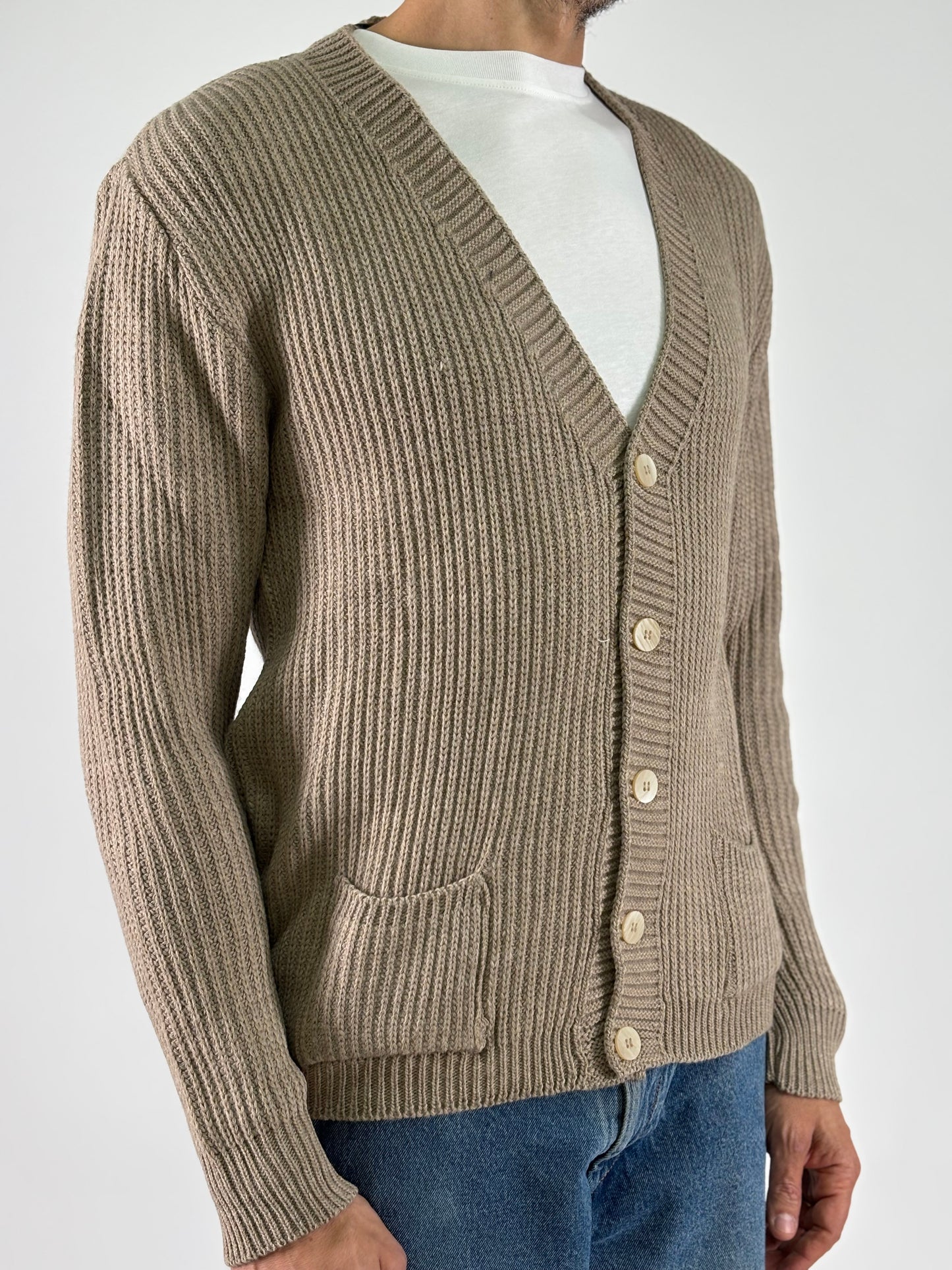 BL11 Cardigan collo V con tasche BEIGE