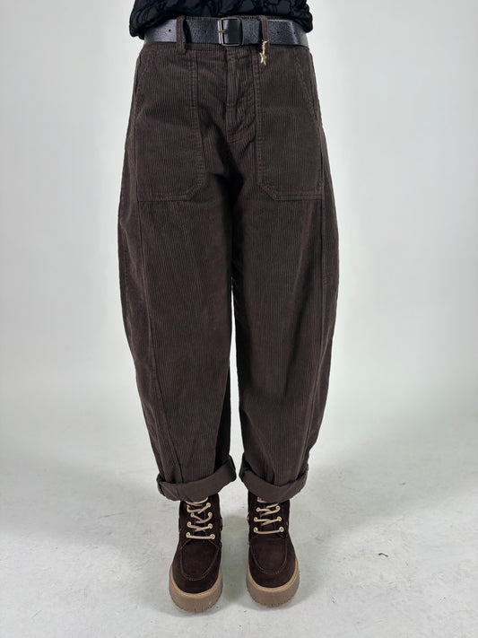 SusyMix pantalone ovetto velluto a coste MARRONE