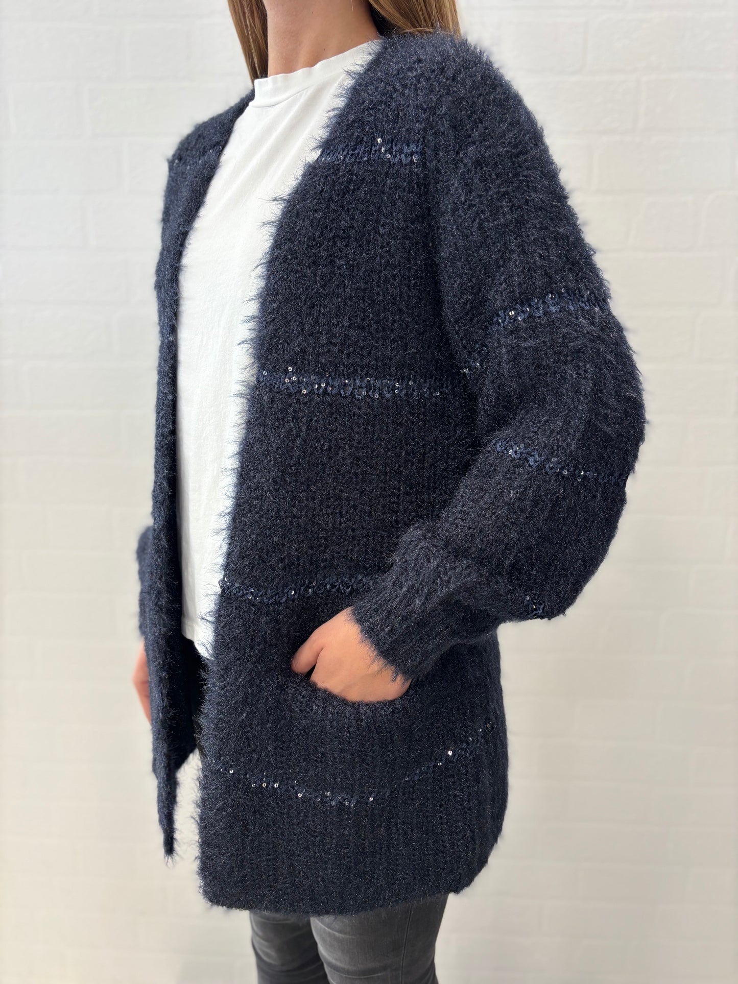 Molly Bracken Cardigan pelosetto con paillettes BLU