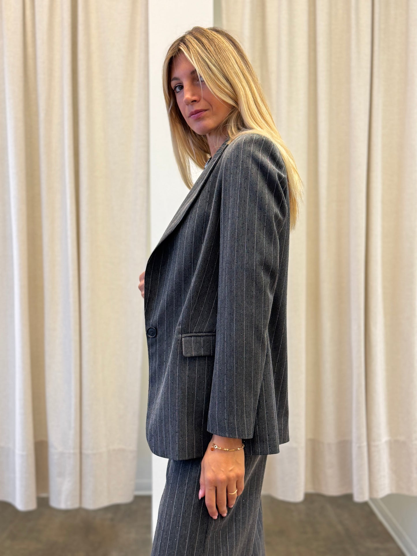 Relish Giacca gessata un bottone punti luce GRIGIO