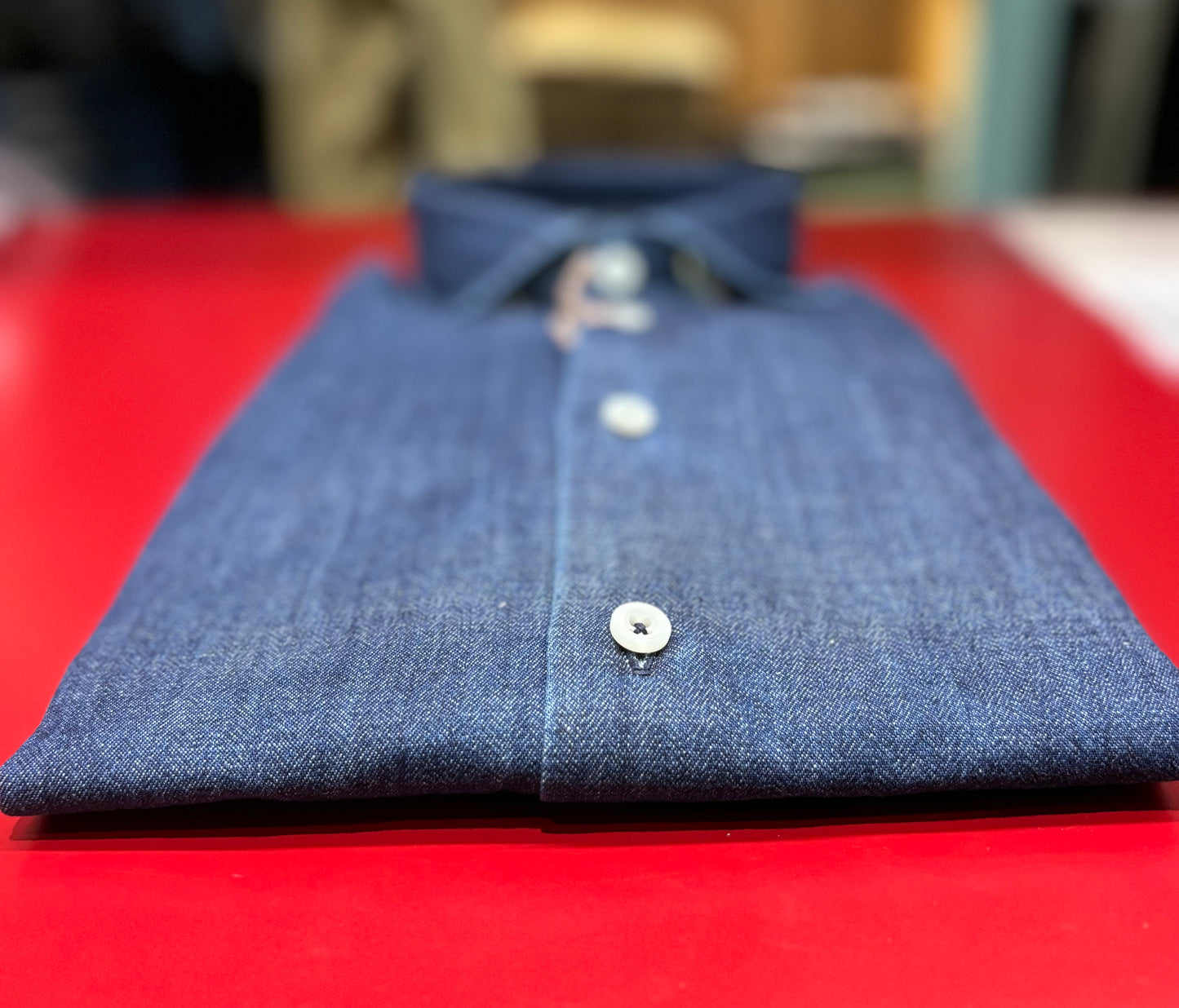 Bastoncino Camicia di cotone effetto jeans BLU DENIM