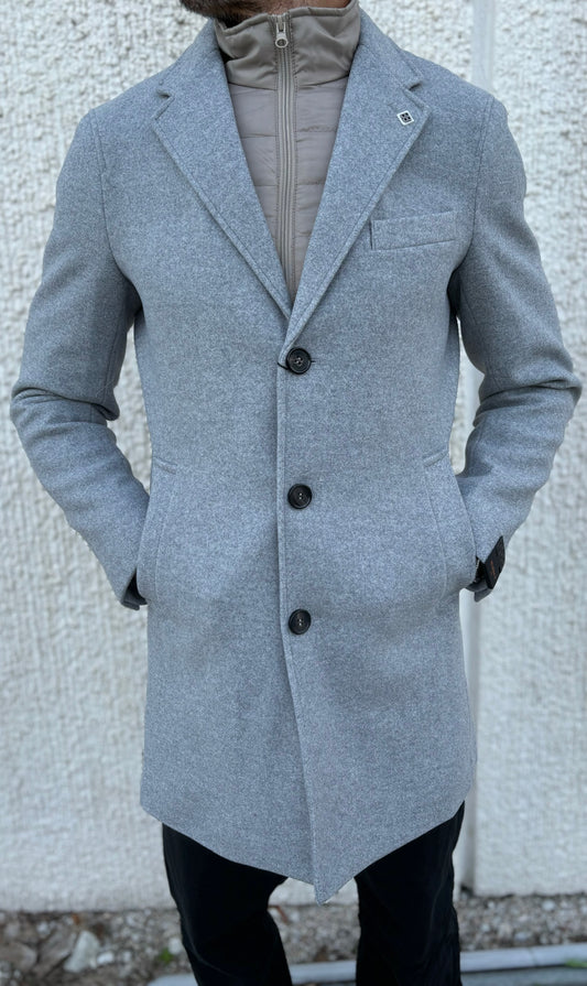 Markup Cappotto monopetto con pettorina beige in piumino GRIGIO MELANGE