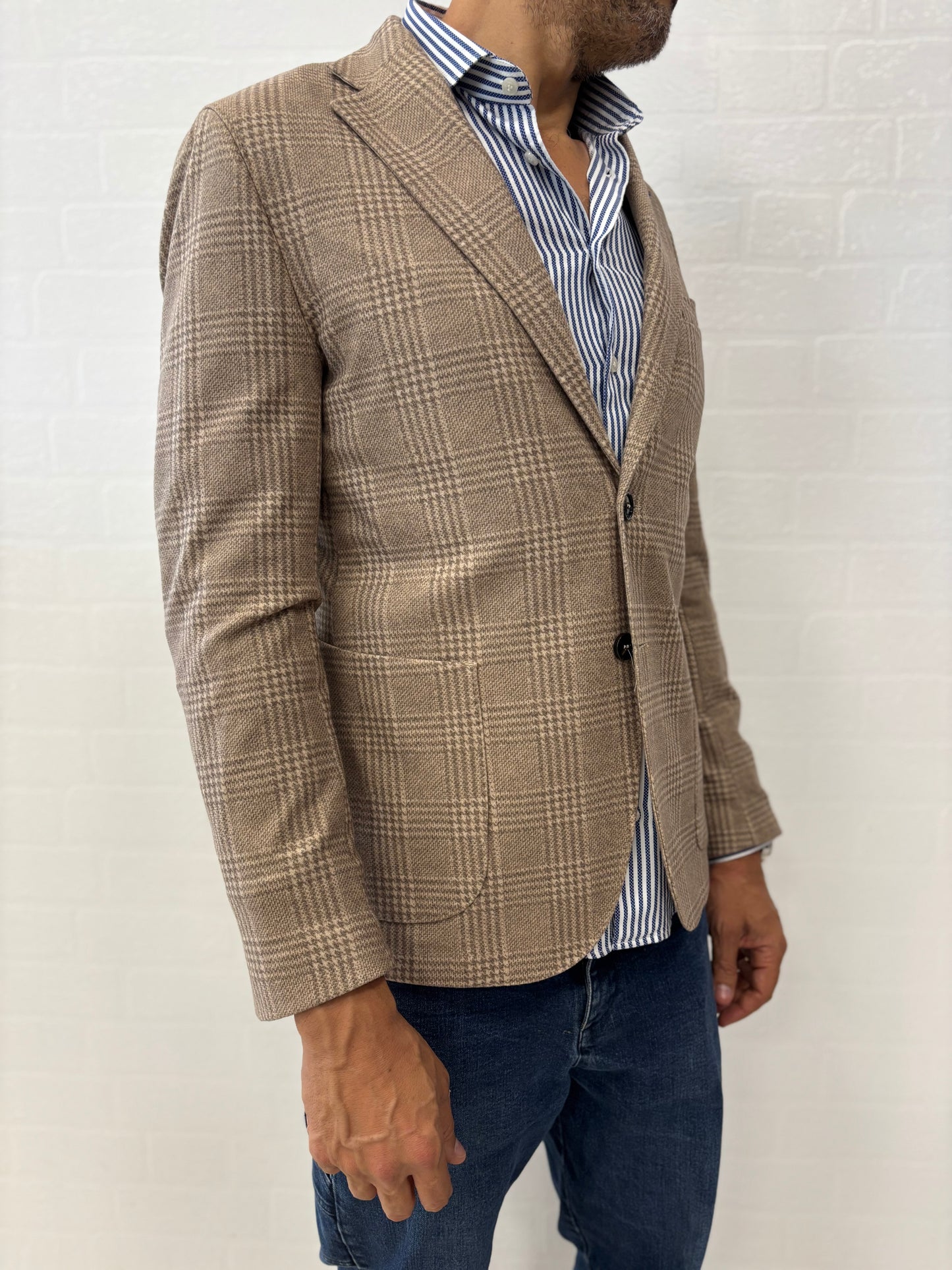 Bharnaba giacca jersey scacchi BEIGE
