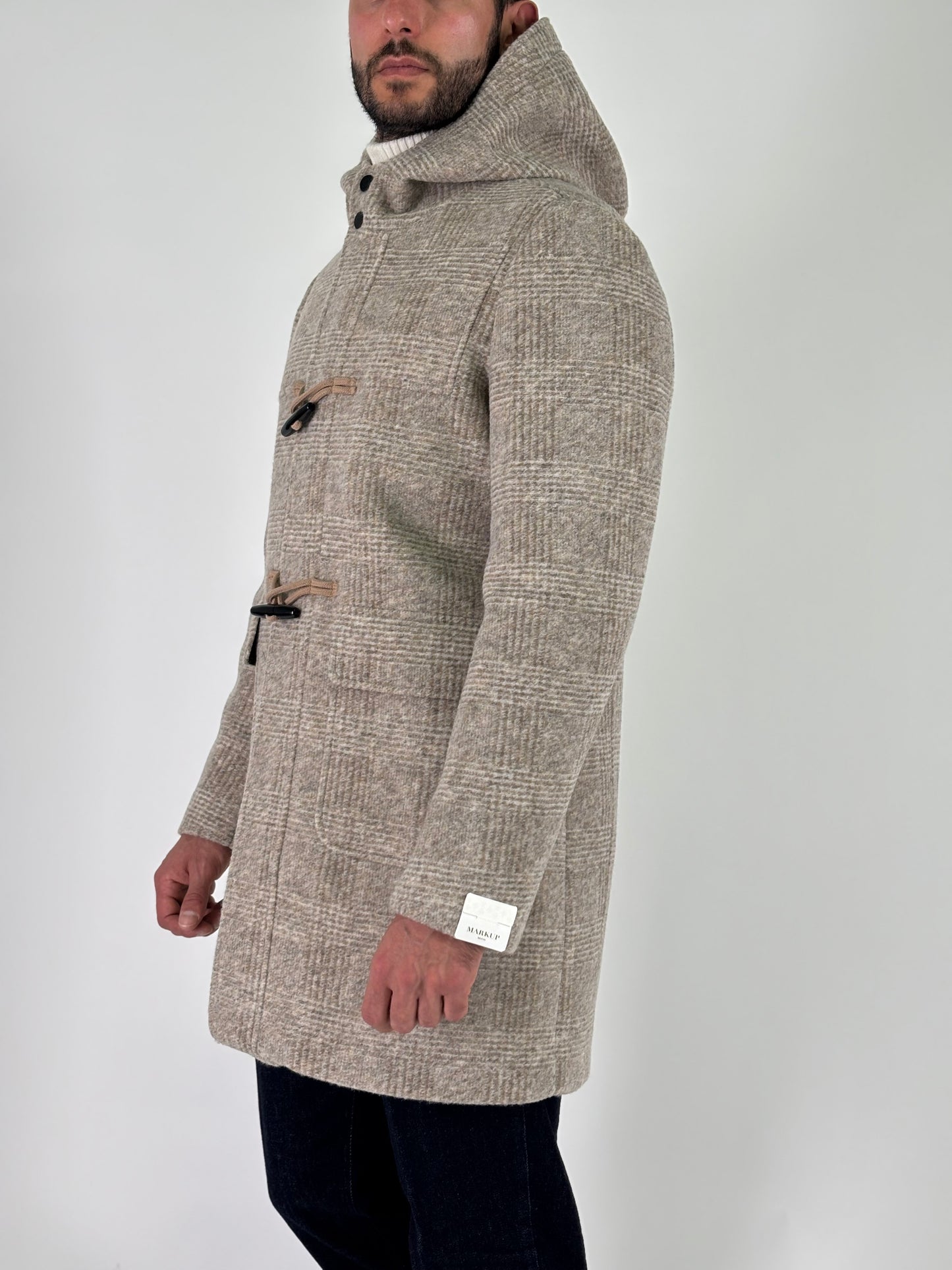 Markup Montgomery con cappuccio e alamari SCACCO BEIGE