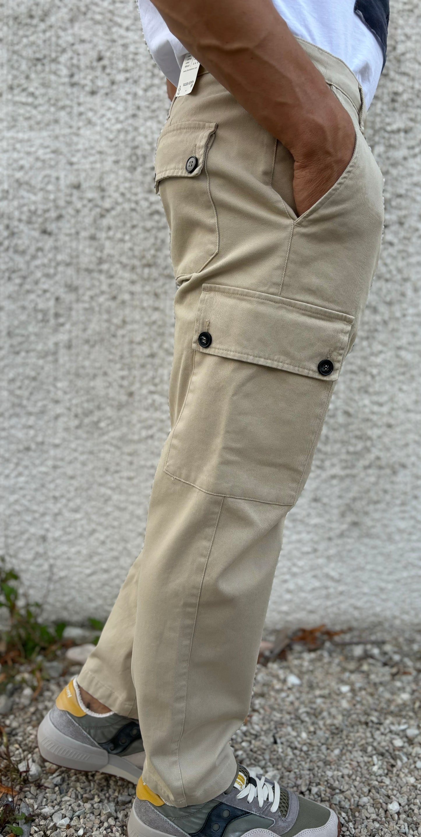 BL11 Pantalone cargo tasconato BEIGE