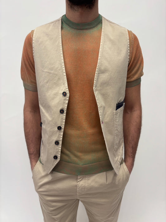 Berna Gilet casual con tasche frontali, dietro goffrato BEIGE