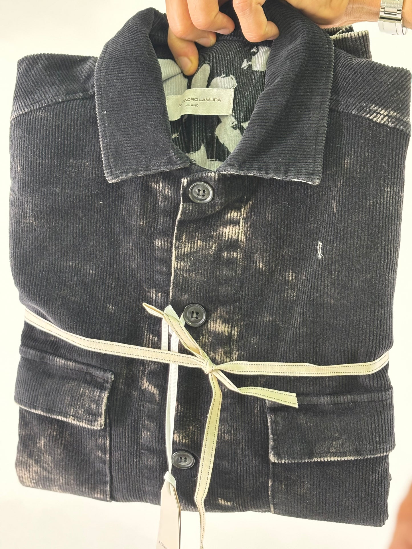 A.Lamura field jacket velluto stone NERO