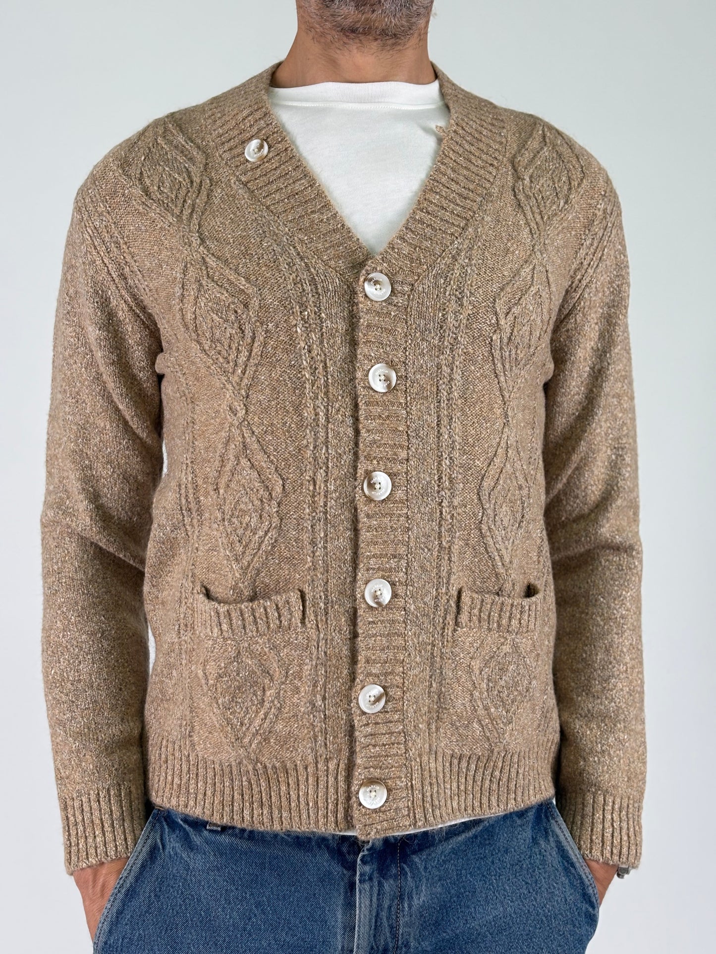 Markup Cardigan con trecce malfilè melange BEIGE