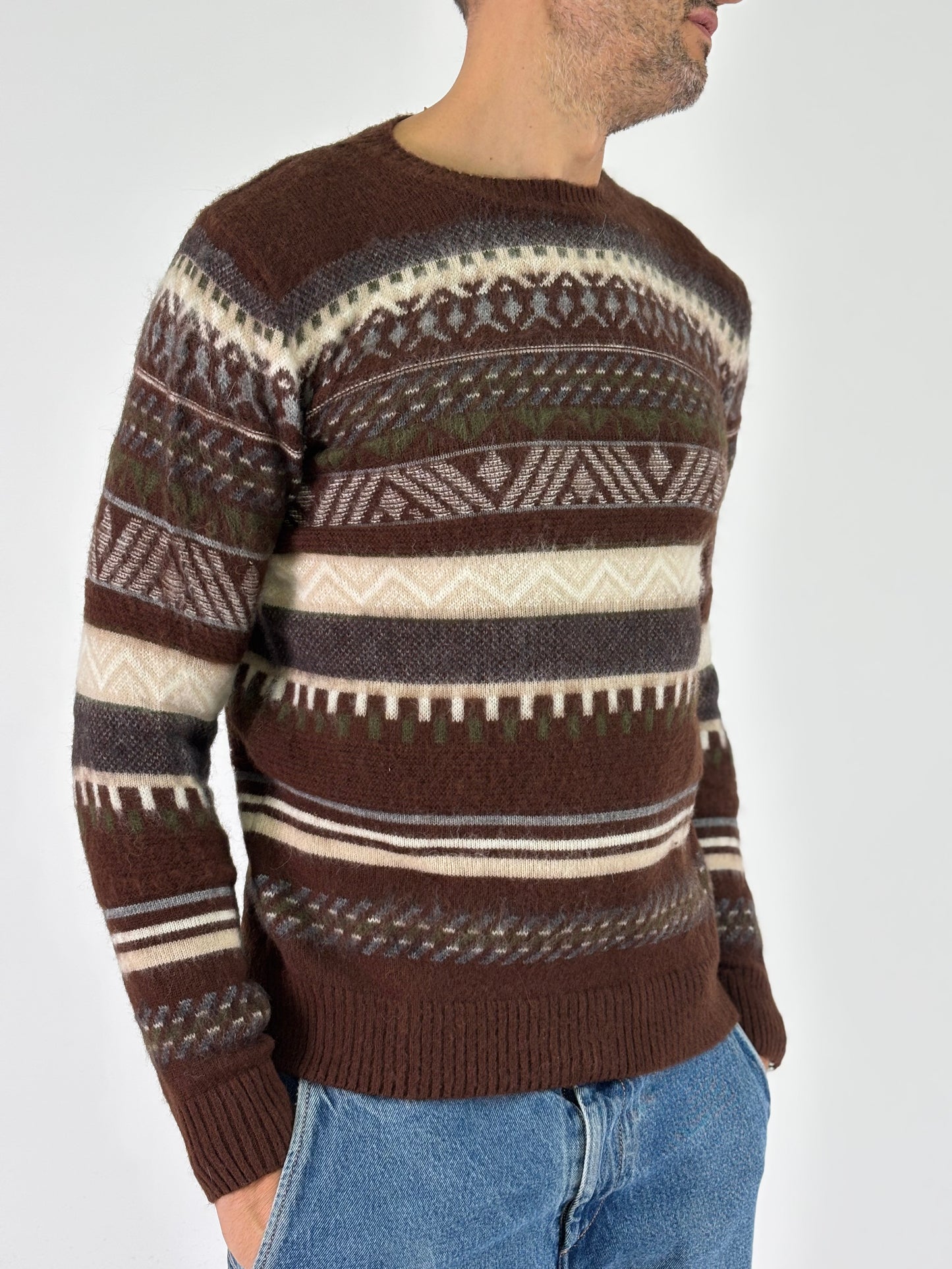 Retois Maglia girocollo ml fantasia MARRONE/GRIGIO/PANNA/VERDE