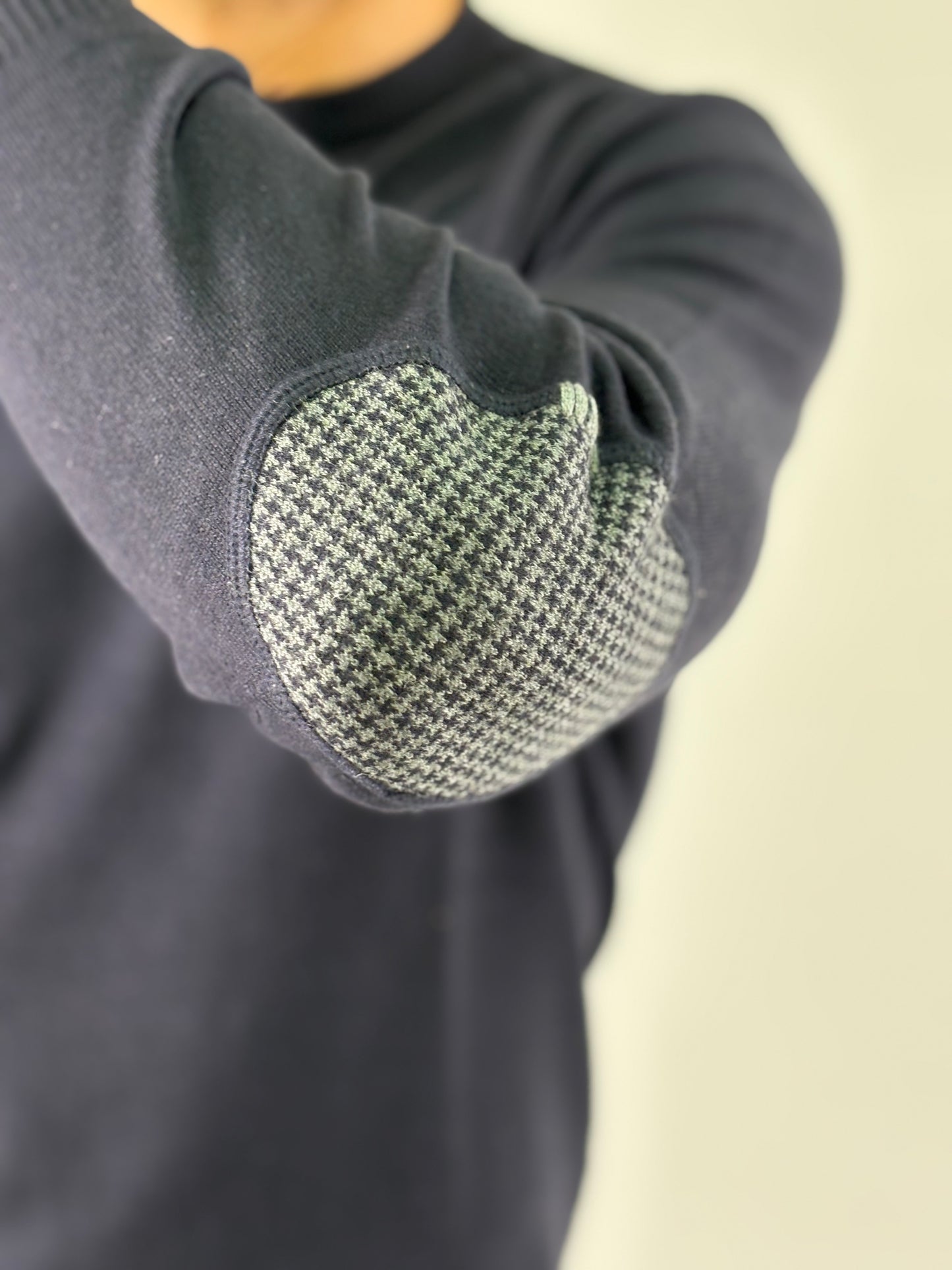 Loft88 Maglia girocollo taschino e toppe pied de poule BLU