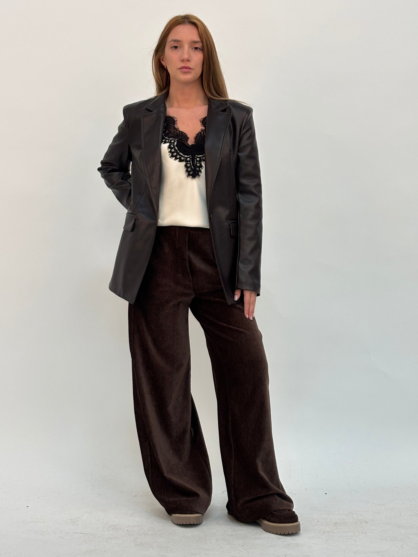 Susy Mix Giacca ecopelle ad un bottone MARRONE