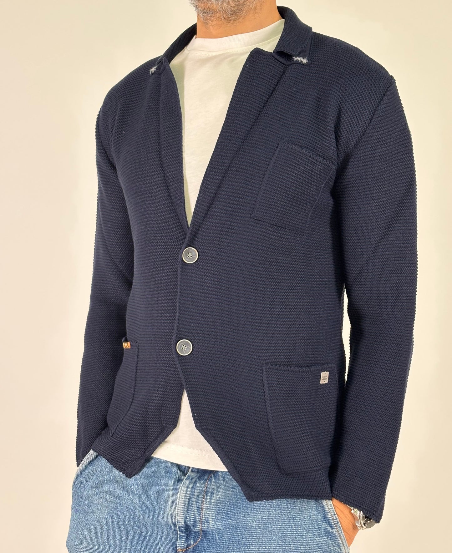 BL11 Giaccamaglia con tasche BLU