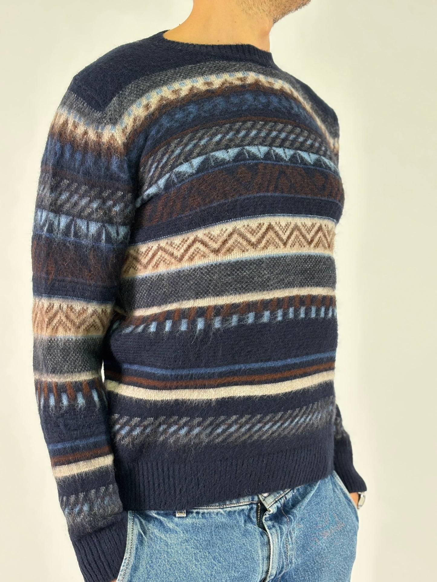 Retois Maglia girocollo ml fantasia MARRONE/BLU/AVIO/BEIGE