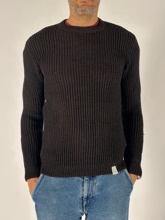 BL11 Maglia girocollo costa inglese NERO/MARRONE