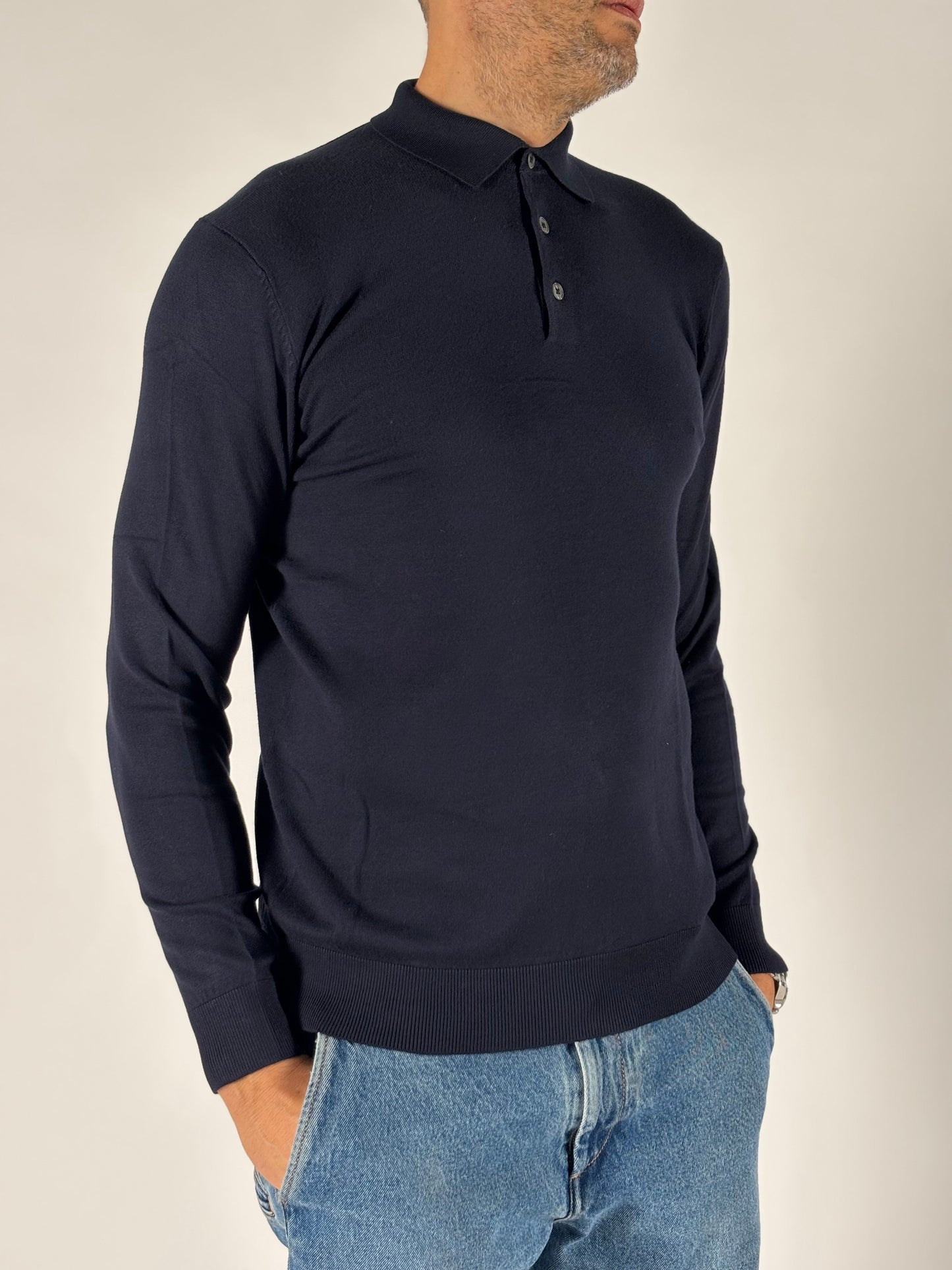 Markup Polo ml in viscosa BLU