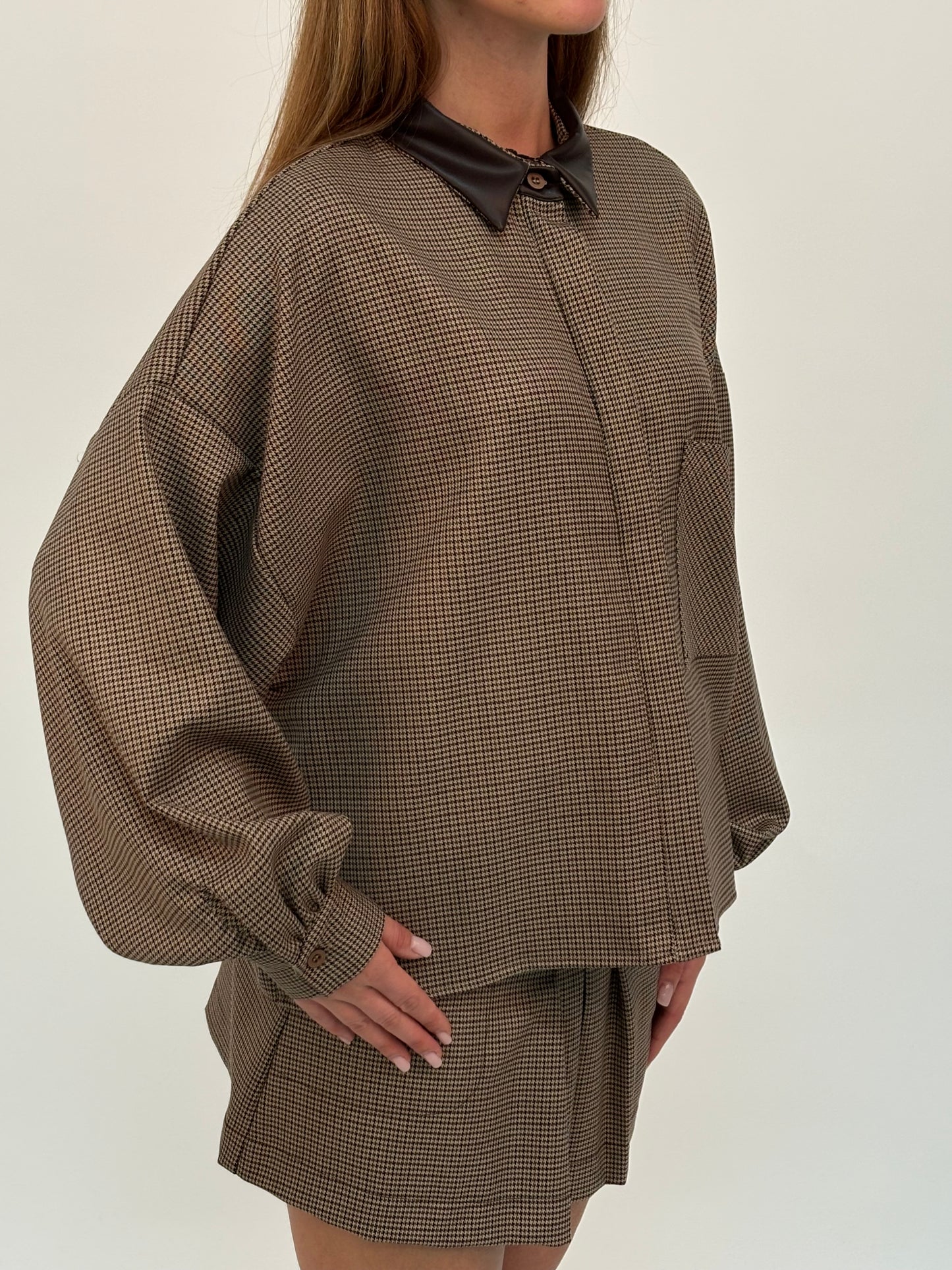 DIXIE camicia giubbino scacchi TABACCO