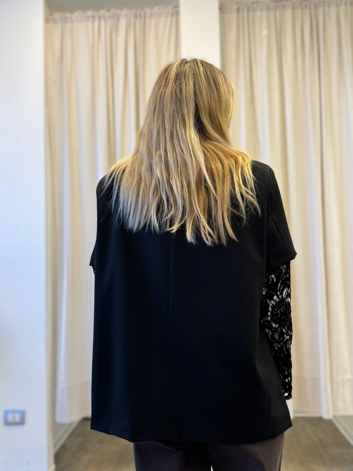 Susy Mix Giacca manica pizzo NERO