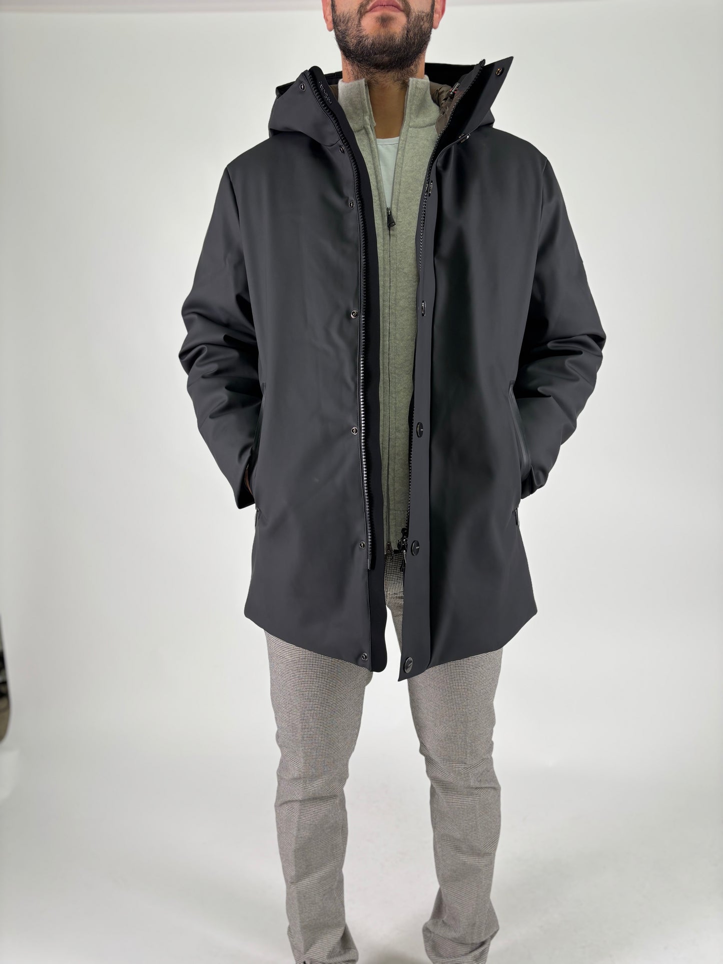 Heskimo Parka lungo in vera piuma d' oca NERO